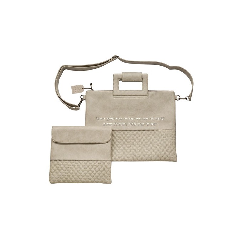 Sac luxueux pour Talith en similicuir gris avec lettres en relief