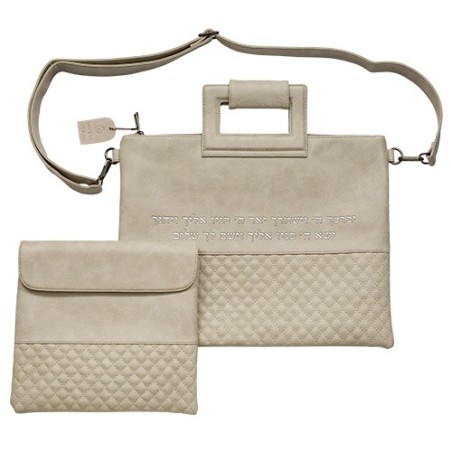 Sac luxueux pour Talith en similicuir gris avec lettres en relief