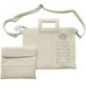 Sac luxueux pour Talith, lettres en relief "Veyvarechecha" en argent, similicuir blanc